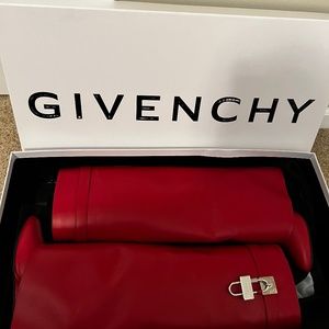 Red givenchy shark boots calf length size 38 (one time wear)